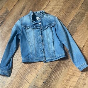 Light Blue Denim Jacket with Ruffles